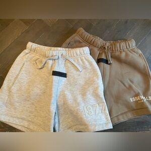 Essentials Gray and Brown Sweat Shorts Relaxed Fit